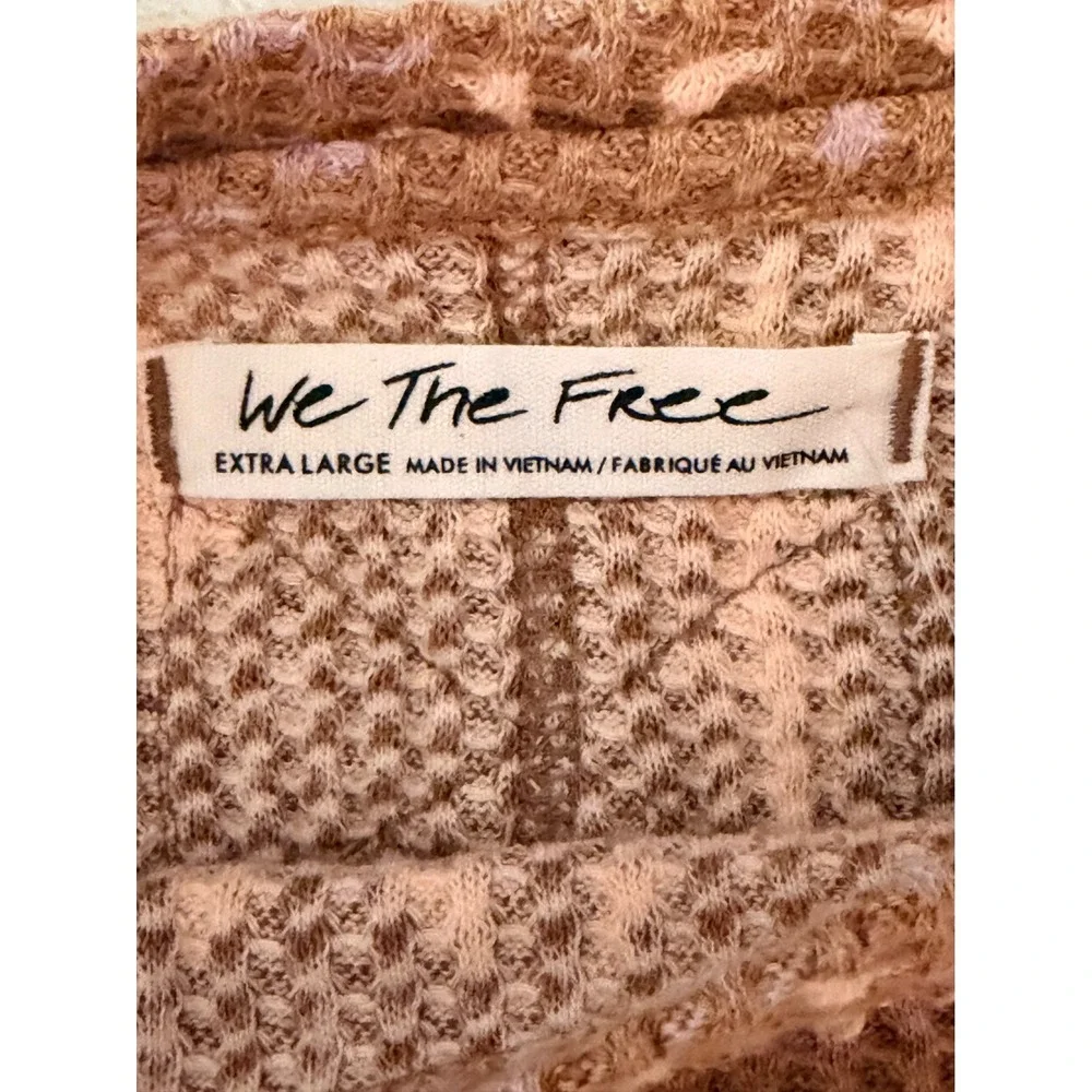NWT Free People We The Free Pretty Little Thermal Top Latte Brown Print XL Boho